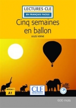 کتاب داستان فرانسوی پنج هفته در بالن  Cinq semaines en ballon - Niveau 1/A1 - 2eme edition